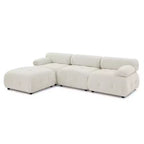 Canapé modulable 93 places en velours/tissu Teddy avec capitonnage touffeté, canapé d'angle en forme de L avec pouf réversible - ModernLuxe