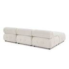 Canapé modulable 93 places en velours/tissu Teddy avec capitonnage touffeté, canapé d'angle en forme de L avec pouf réversible - ModernLuxe