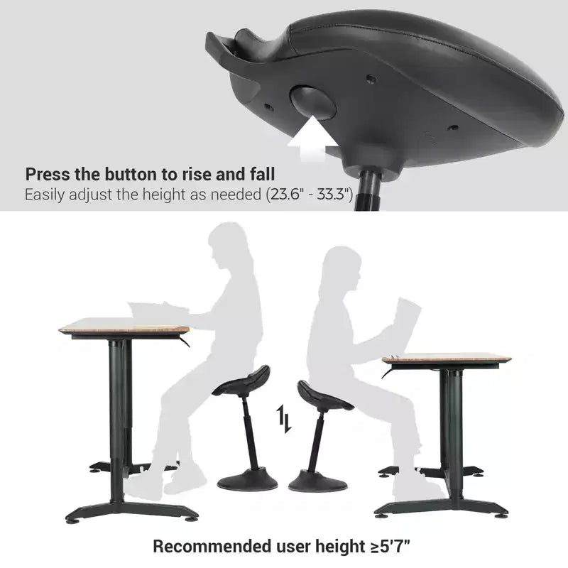 SONGMICS Chaise de bureau debout, tabouret debout ergonomique réglable, chaise d'équilibre pivotante, coussin inférieur antidérapant