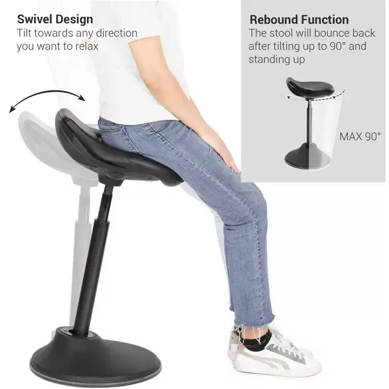 SONGMICS Chaise de bureau debout, tabouret debout ergonomique réglable, chaise d'équilibre pivotante, coussin inférieur antidérapant