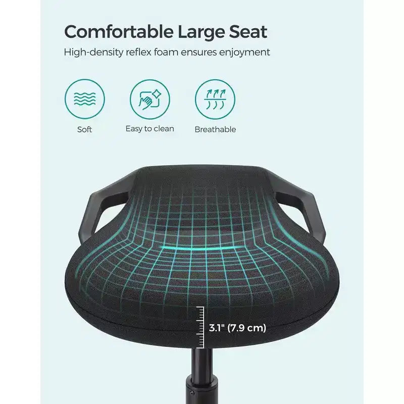 SONGMICS Chaise de bureau debout, tabouret debout ergonomique réglable, chaise d'équilibre pivotante, coussin inférieur antidérapant