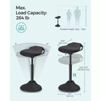 SONGMICS Chaise de bureau debout, tabouret debout ergonomique réglable, chaise d'équilibre pivotante, coussin inférieur antidérapant