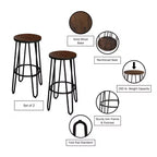 Lavish Home – Lot de 2 tabourets de bar à hauteur de comptoir – Tabourets de bar ronds en bois avec pieds en épingle
