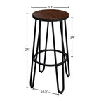 Lavish Home – Lot de 2 tabourets de bar à hauteur de comptoir – Tabourets de bar ronds en bois avec pieds en épingle