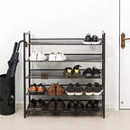 SONGMICS Meuble à chaussures, étagère à chaussures empilable à 5 niveaux, maille métallique, range-chaussures plat ou incliné pour 20 à 25 paires, bronze