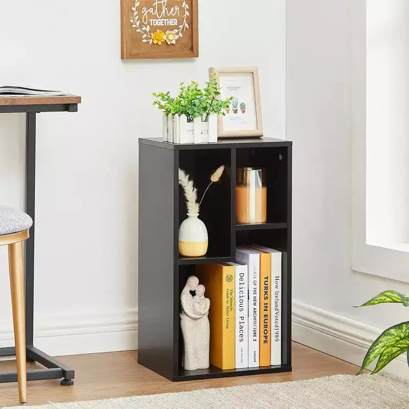 Étagère à 3 niveaux VECELO, bibliothèque en bois et étagères à livres