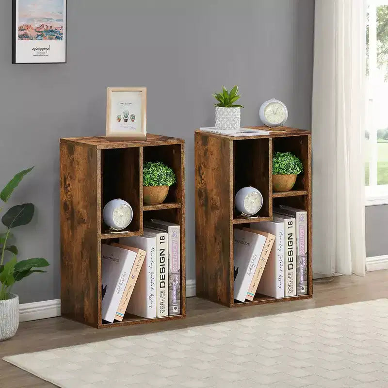 Étagère à 3 niveaux VECELO, bibliothèque en bois et étagères à livres
