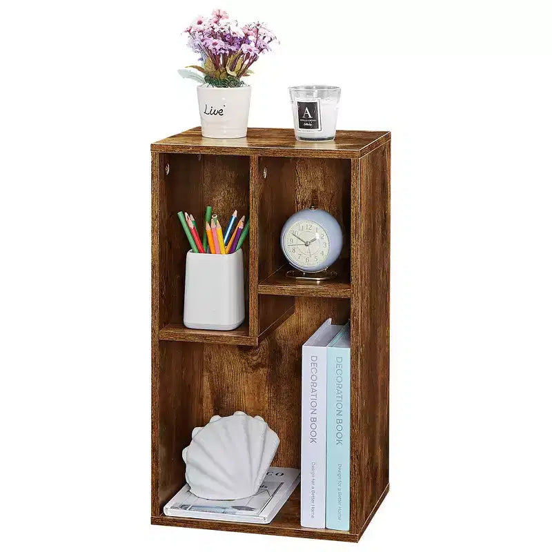 Étagère à 3 niveaux VECELO, bibliothèque en bois et étagères à livres