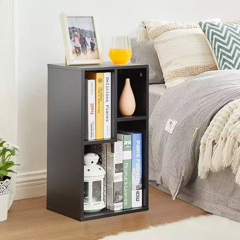 Étagère à 3 niveaux VECELO, bibliothèque en bois et étagères à livres