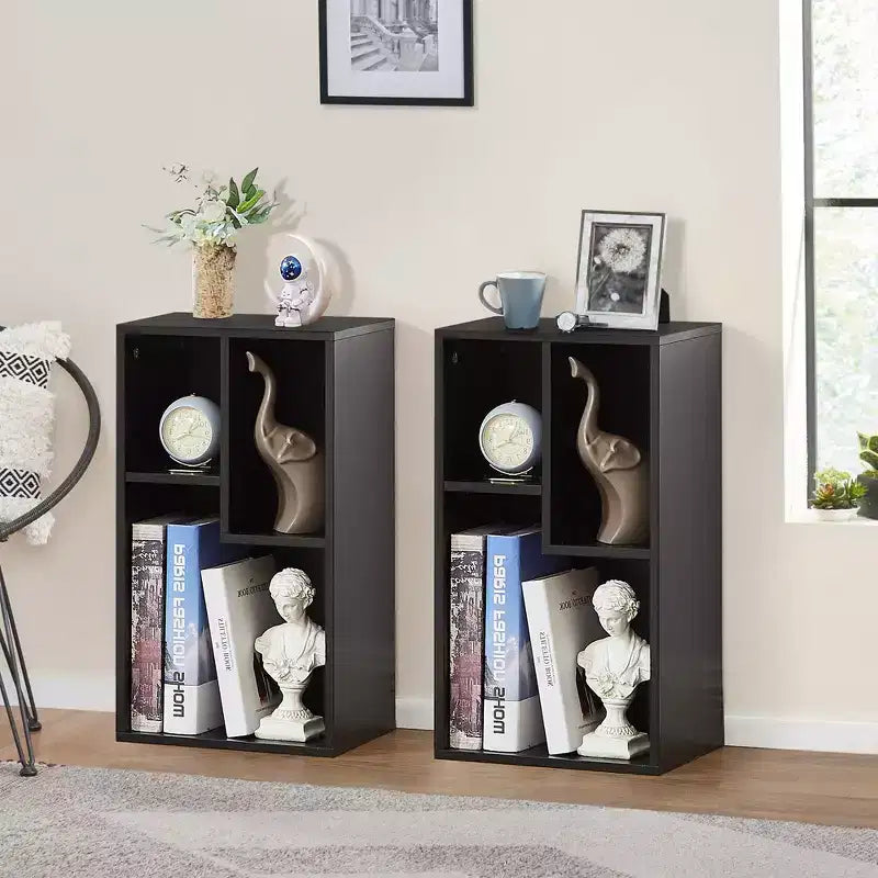 Étagère à 3 niveaux VECELO, bibliothèque en bois et étagères à livres