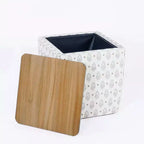 Pouf de rangement avec plateau en bois - HomePop