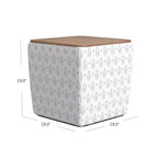Pouf de rangement avec plateau en bois - HomePop