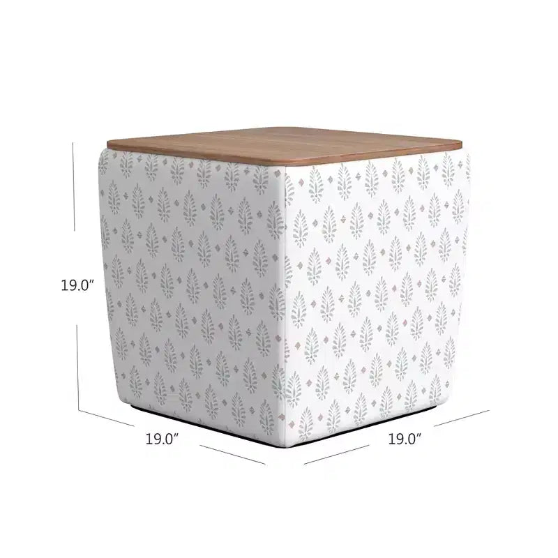 Pouf de rangement avec plateau en bois - HomePop