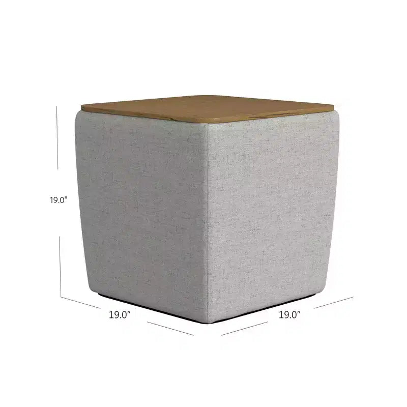 Pouf de rangement avec plateau en bois - HomePop