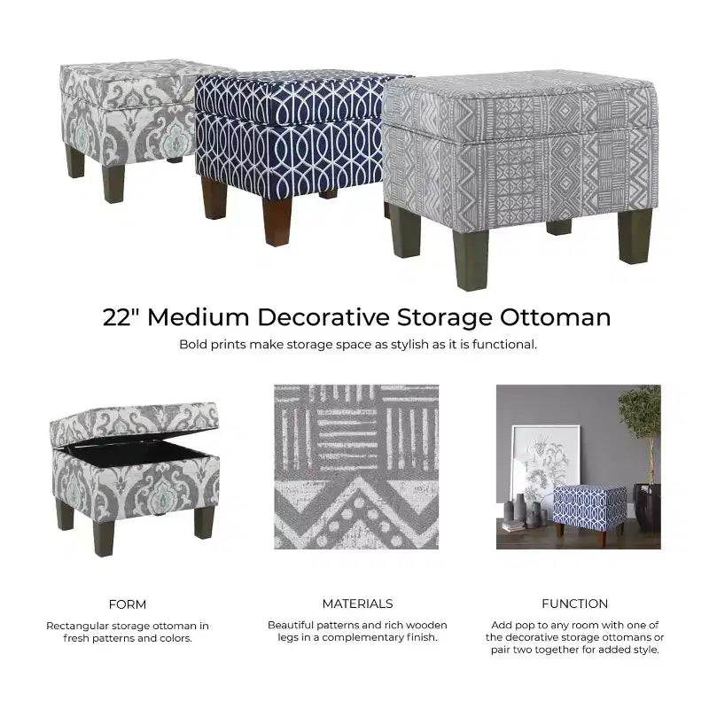 Ottoman de rangement moyen - HomePop