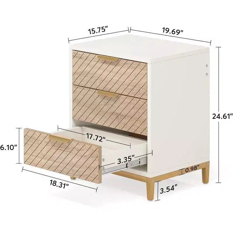 Table de chevet Lantine en bois à 3 tiroirs