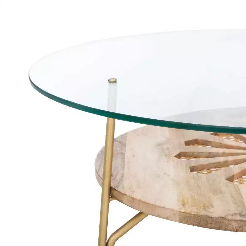 Table basse ronde Flora - Naturel/Laiton - Safavieh