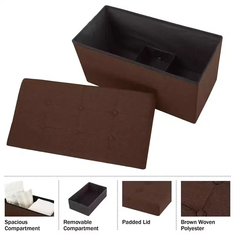 Hasting Home Pouf de rangement pliant de 30 po avec bac amovible