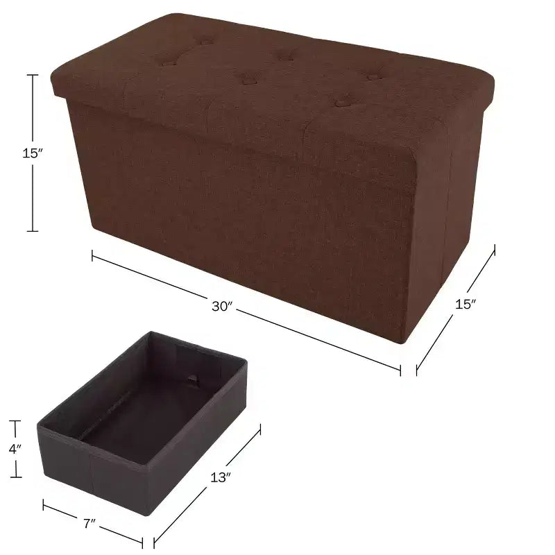 Hasting Home Pouf de rangement pliant de 30 po avec bac amovible