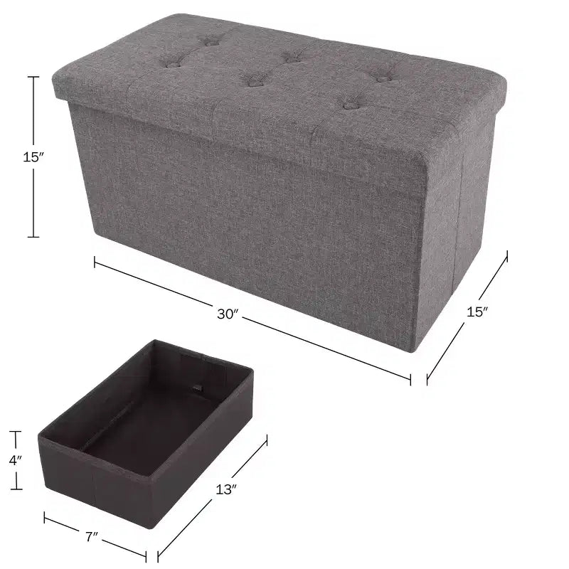 Hasting Home Pouf de rangement pliant de 30 po avec bac amovible