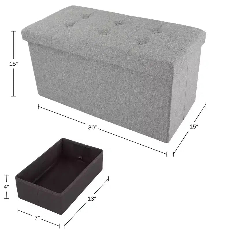 Hasting Home Pouf de rangement pliant de 30 po avec bac amovible