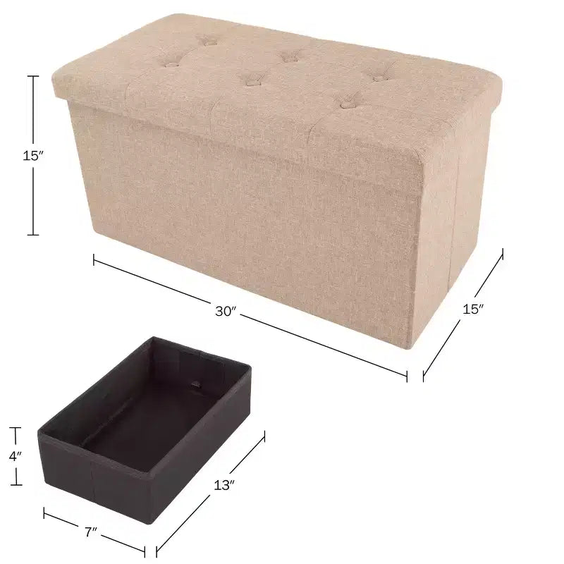 Hasting Home Pouf de rangement pliant de 30 po avec bac amovible