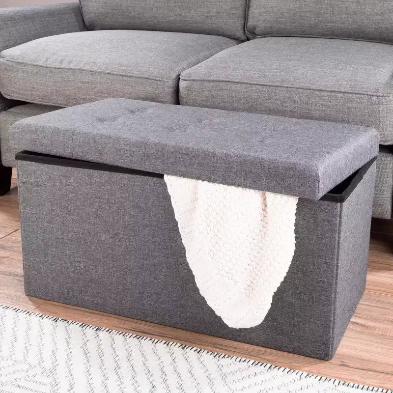 Hasting Home Pouf de rangement pliant de 30 po avec bac amovible