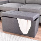Hasting Home Pouf de rangement pliant de 30 po avec bac amovible