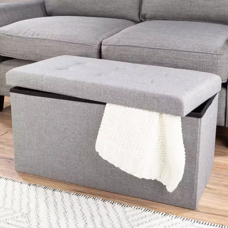 Hasting Home Pouf de rangement pliant de 30 po avec bac amovible