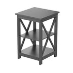 Table d'appoint en bois Lavish Home avec deux étagères et design en X