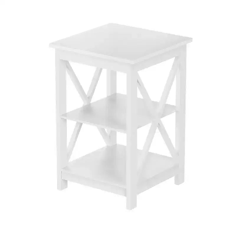 Table d'appoint en bois Lavish Home avec deux étagères et design en X