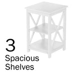 Table d'appoint en bois Lavish Home avec deux étagères et design en X