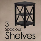 Table d'appoint en bois Lavish Home avec deux étagères et design en X