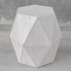Table d'appoint géométrique en bois cérusé blanc de 45 cm de large Uttermost Volker