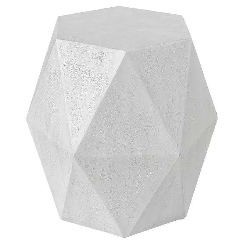 Table d'appoint géométrique en bois cérusé blanc de 45 cm de large Uttermost Volker