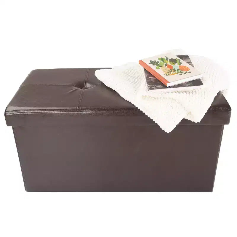 Hasting Home Pouf de rangement pliant en similicuir de 76 cm