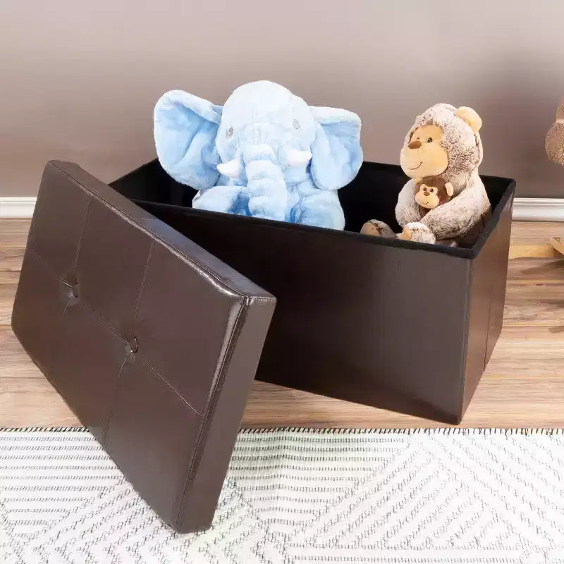 Hasting Home Pouf de rangement pliant en similicuir de 76 cm
