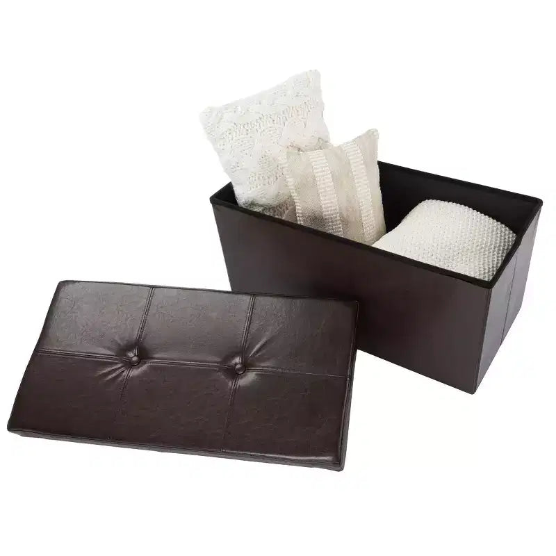 Hasting Home Pouf de rangement pliant en similicuir de 76 cm