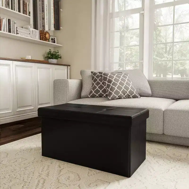 Hasting Home Pouf de rangement pliant en similicuir de 76 cm