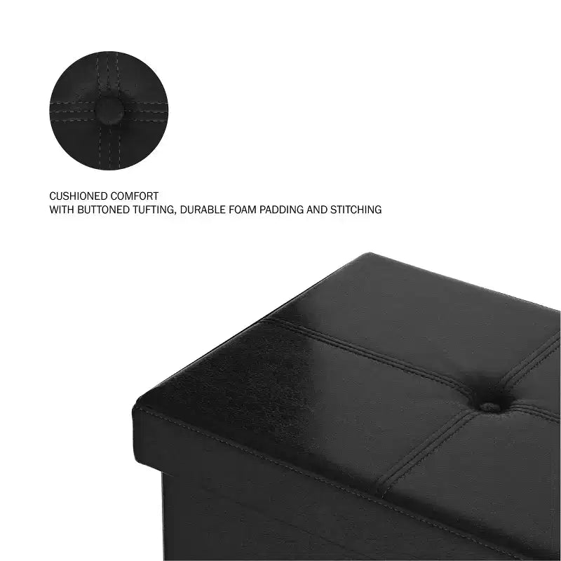 Hasting Home Pouf de rangement pliant en similicuir de 76 cm