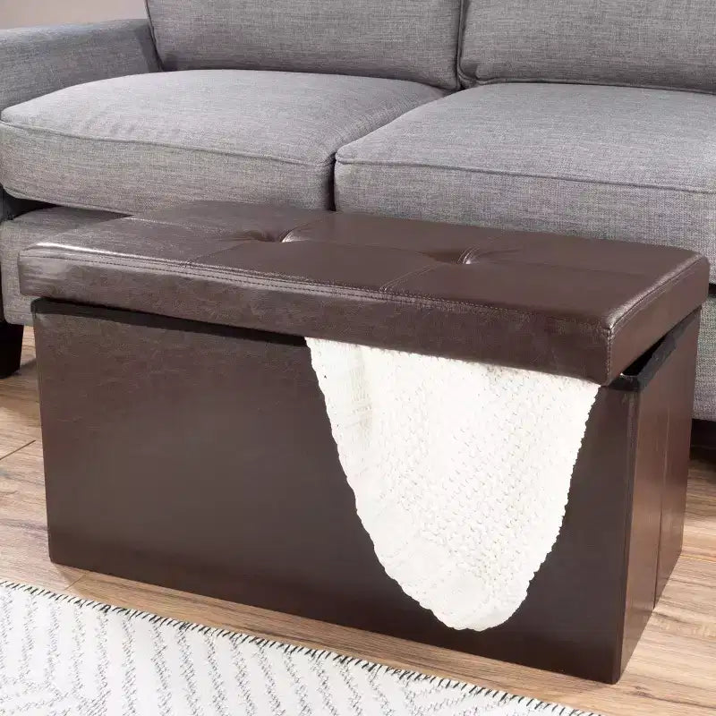 Hasting Home Pouf de rangement pliant en similicuir de 76 cm