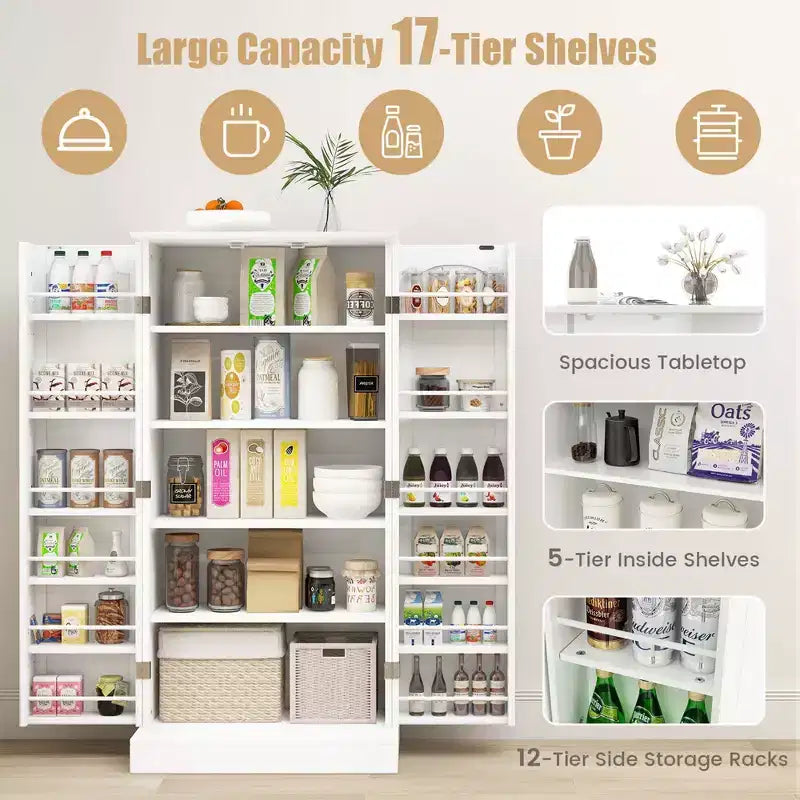Armoire de cuisine Costway 47,5 avec portes, étagères réglables et dispositifs anti-basculement