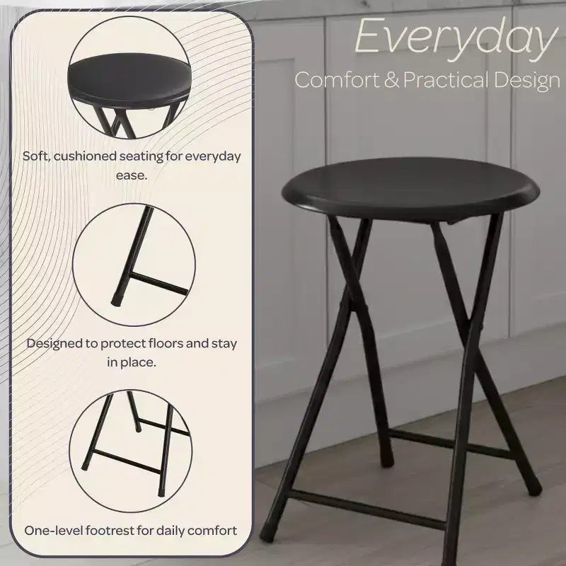 Tabouret pliant sans dossier Hasting Home de 45 cm avec capacité de 102 kg