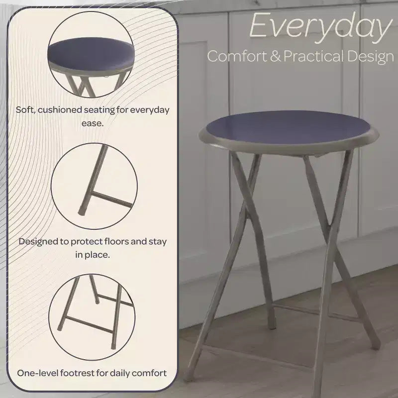 Tabouret pliant sans dossier Hasting Home de 45 cm avec capacité de 102 kg