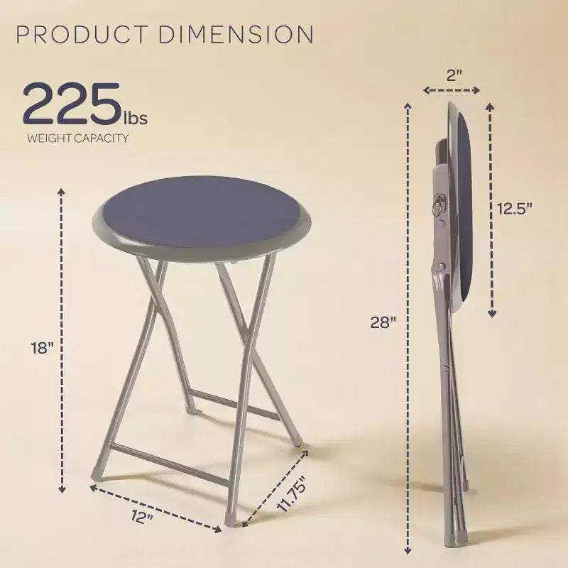 Tabouret pliant sans dossier Hasting Home de 45 cm avec capacité de 102 kg