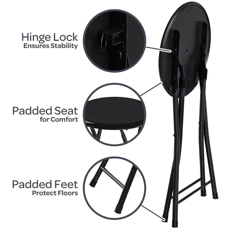 Tabouret pliant sans dossier Hasting Home de 45 cm avec capacité de 102 kg