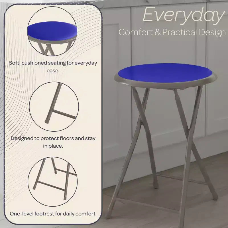 Tabouret pliant sans dossier Hasting Home de 45 cm avec capacité de 102 kg