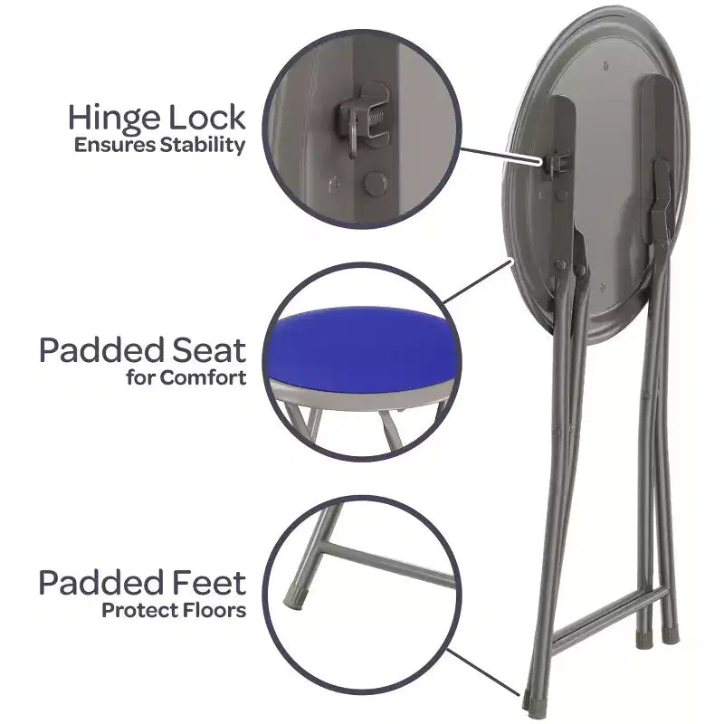 Tabouret pliant sans dossier Hasting Home de 45 cm avec capacité de 102 kg