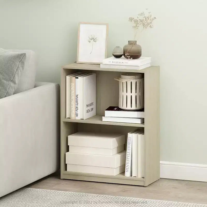 Furinno 2-Tier Open Bookshelf Bookcase Night Stand End Table Bed/Sofa Side Storage Display Cabinet,Metropolitan Pine