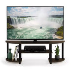 Furinno Wide TV Stand Entertainment Center for TV's up to 55 with Open Bookcases Shelves Columbia Walnut/Black